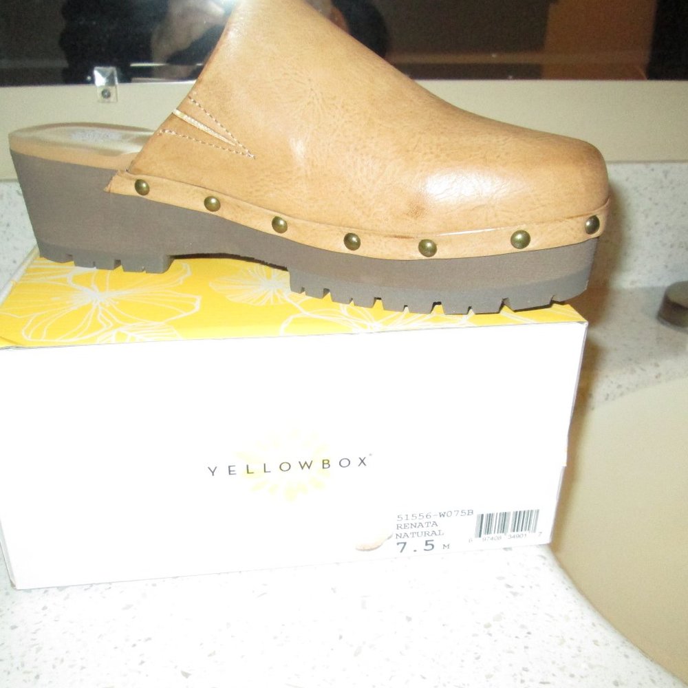 Yellow Box Womens 7.5 Mule/Clogs "Renata" Natural (Tan)